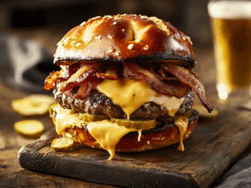 Pretzel Bacon Cheeseburger